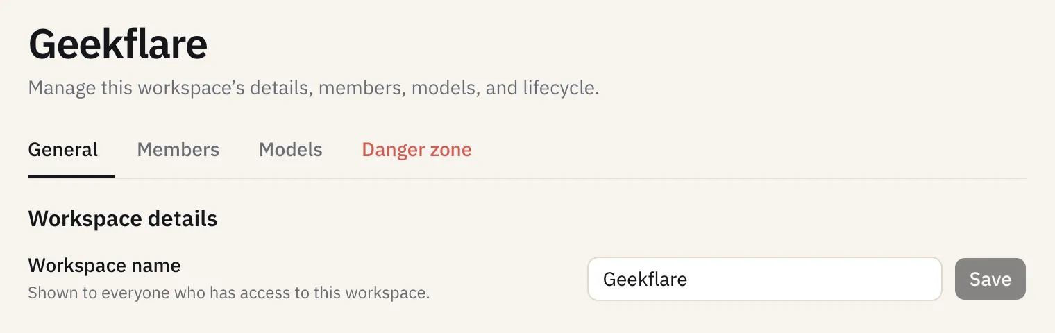 Workspace settings