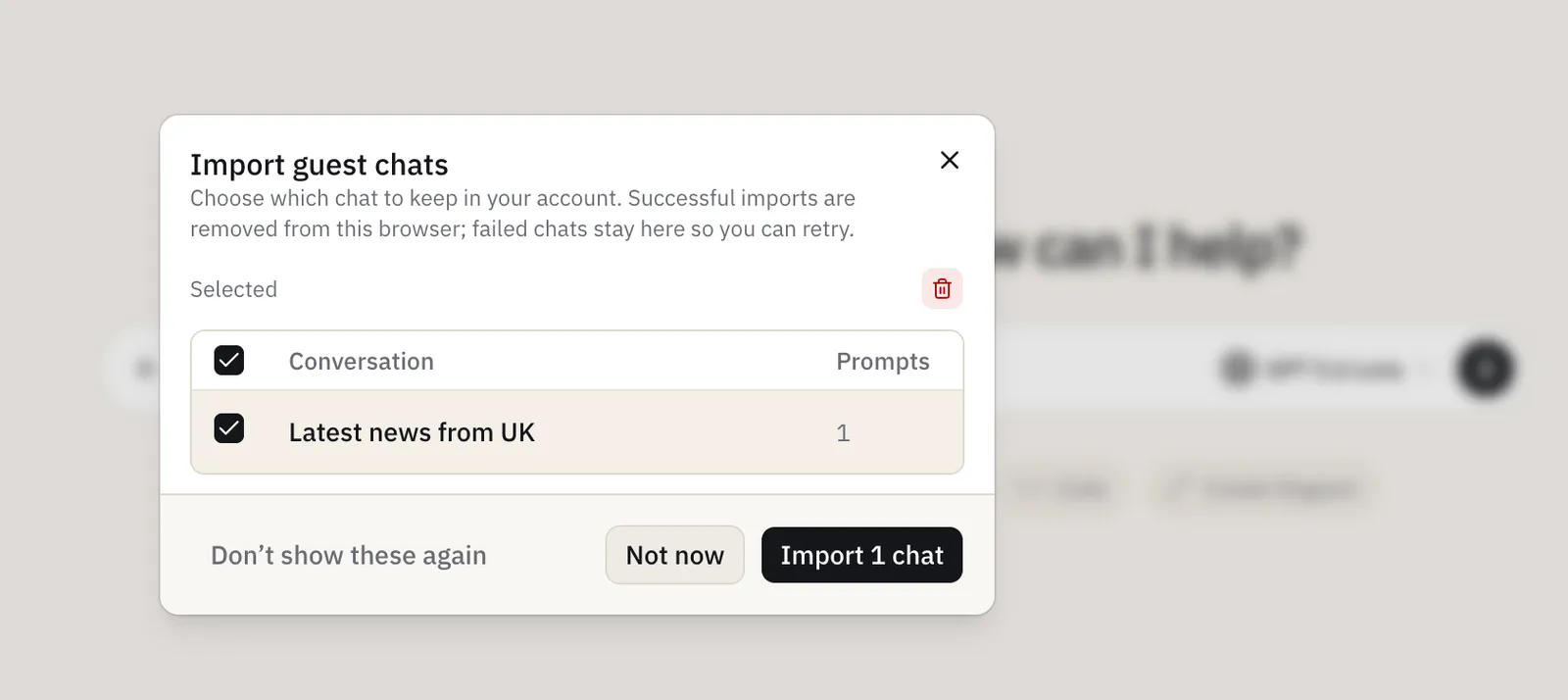 Import guest chats