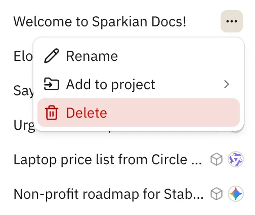 Delete a chat from its menu