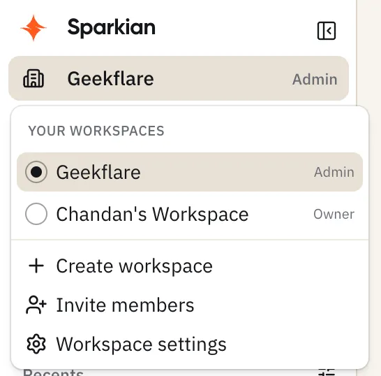 Workspace switcher