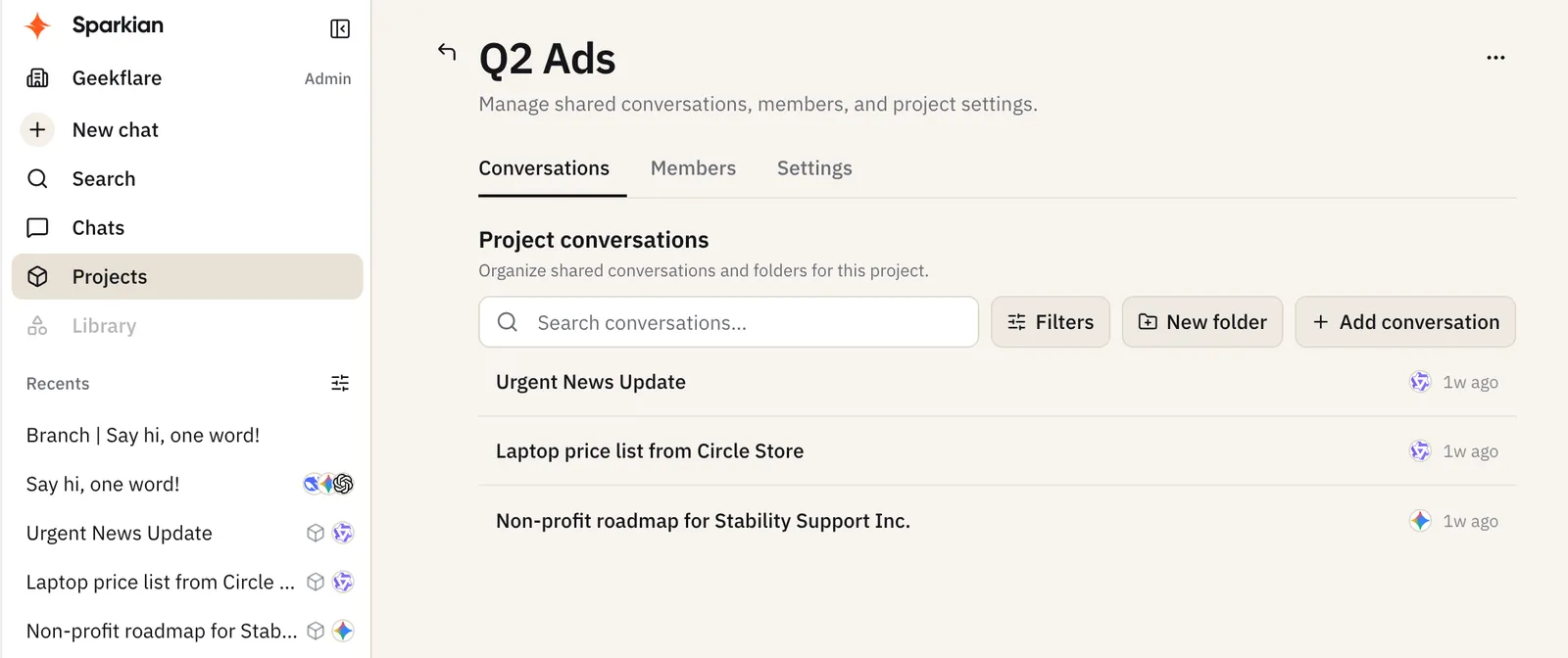 Project conversations